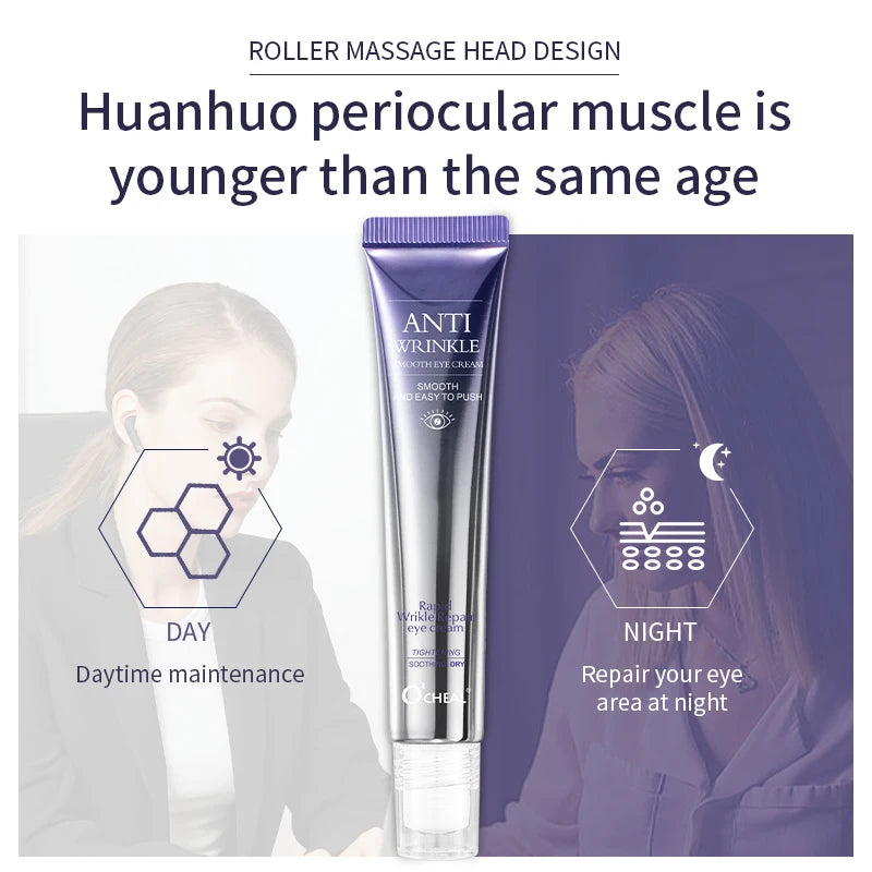 Hyaluronic Acid Eye Skin Care Anti-Wrinkle Anti-Dark Circle Eye Cream & Roller